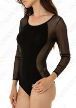 TRAMONTE body manica lunga in modal e tulle art. onde