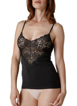 TRAMONTA top in modal con scollatura a V in pizzo art. venezia
